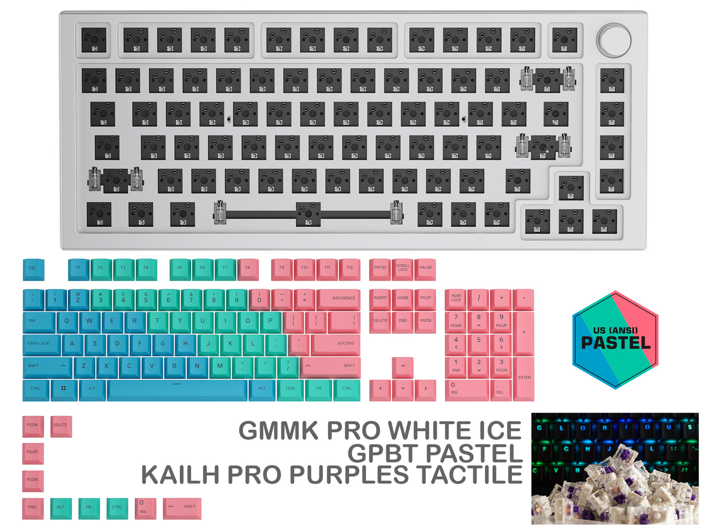 Glorious Gmmk Pro White Ice Prebuilt Keyboard
