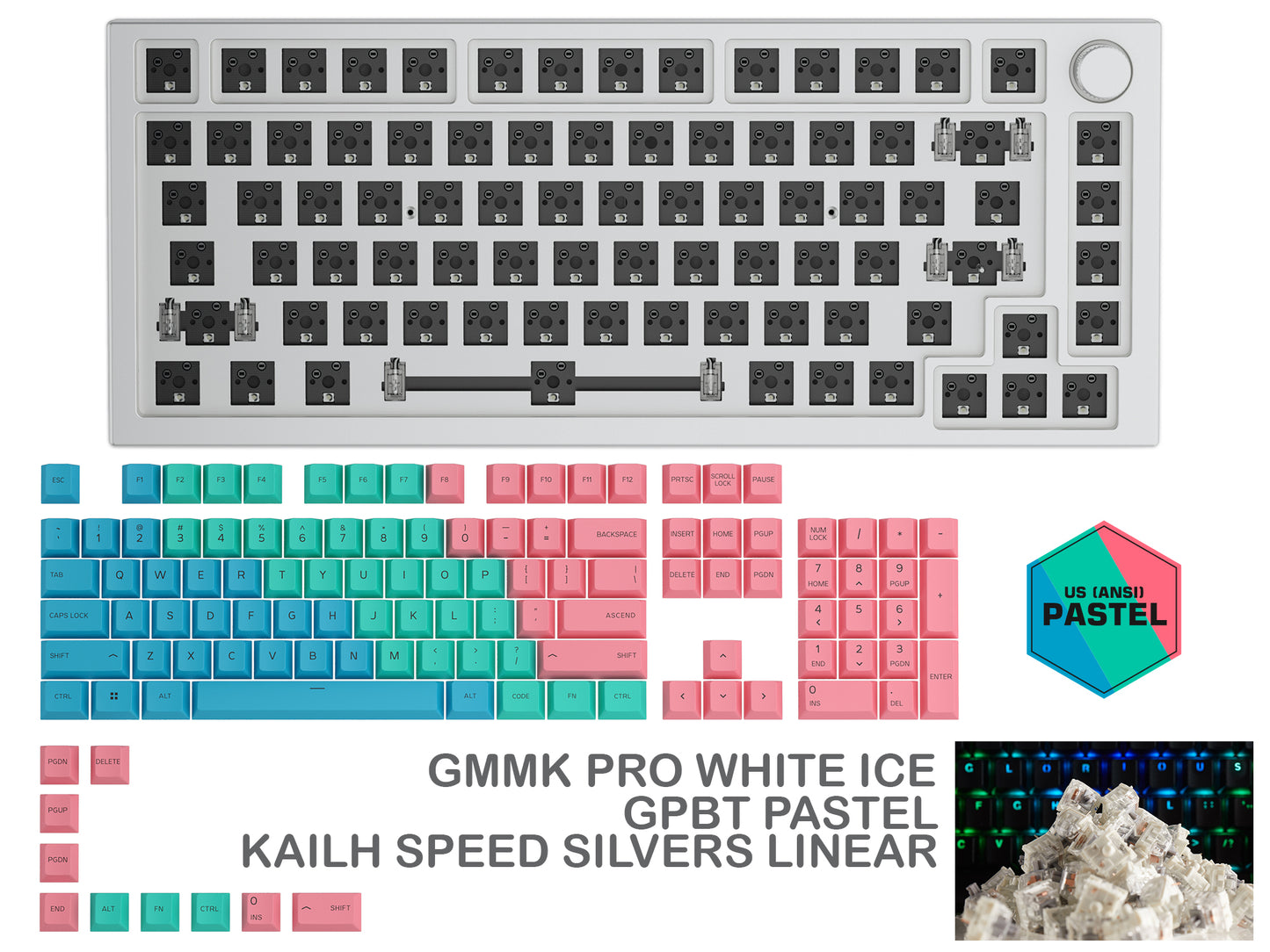 Glorious Gmmk Pro White Ice Prebuilt Keyboard