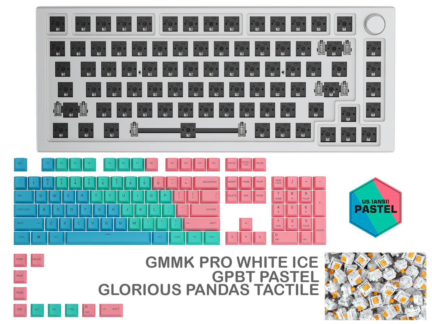 GLORIOUS GMMK PRO WHITE ICE PREBUILT KEYBOARD