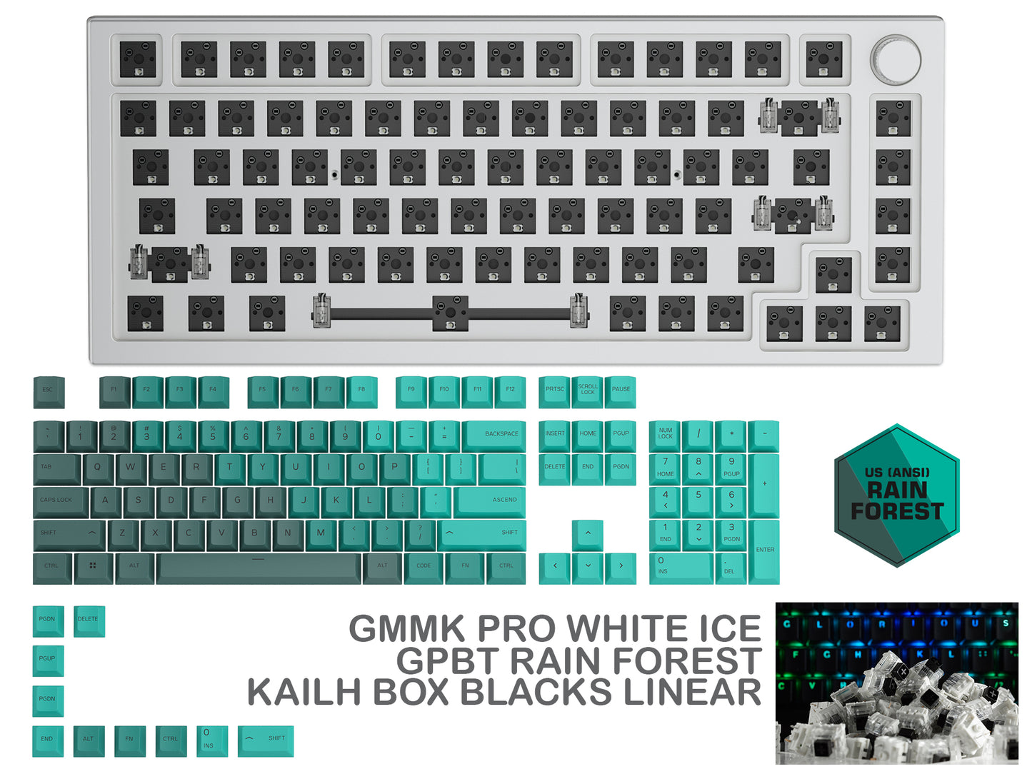 GLORIOUS GMMK PRO WHITE ICE PREBUILT KEYBOARD