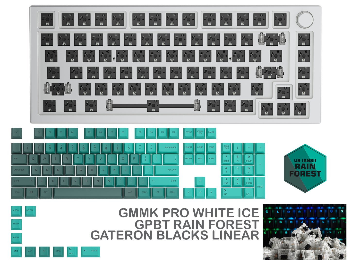 GLORIOUS GMMK PRO WHITE ICE PREBUILT KEYBOARD