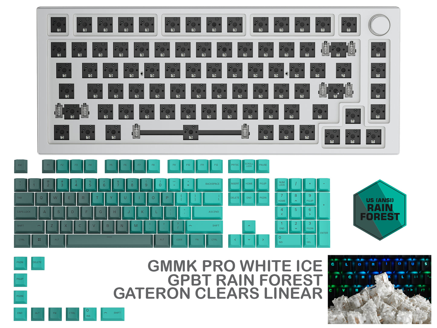 GLORIOUS GMMK PRO WHITE ICE PREBUILT KEYBOARD