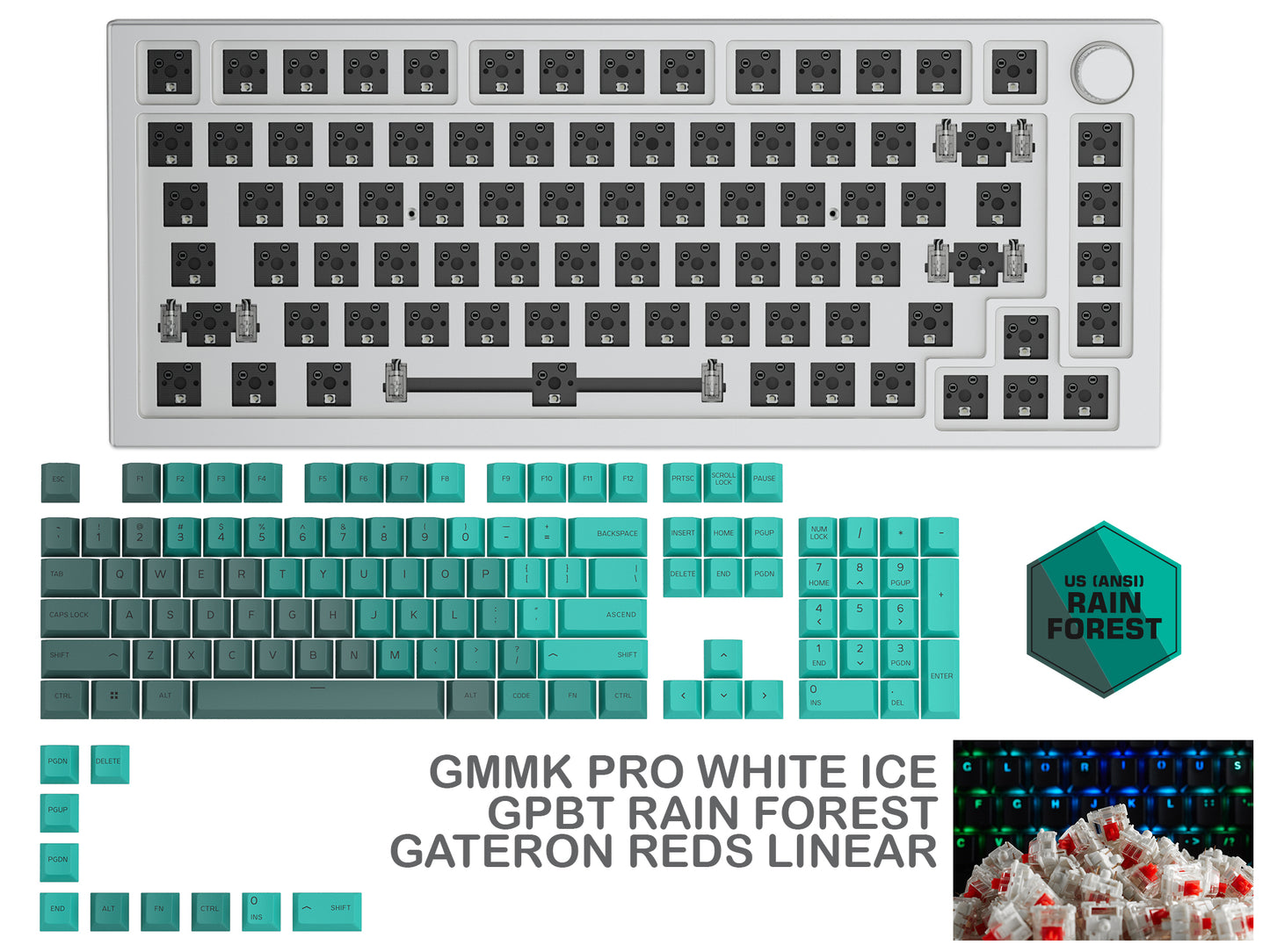 GLORIOUS GMMK PRO WHITE ICE PREBUILT KEYBOARD