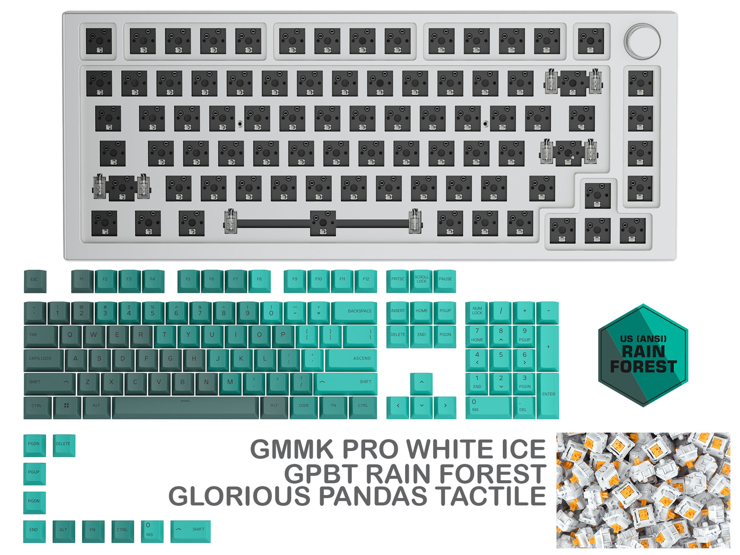 GLORIOUS GMMK PRO WHITE ICE PREBUILT KEYBOARD