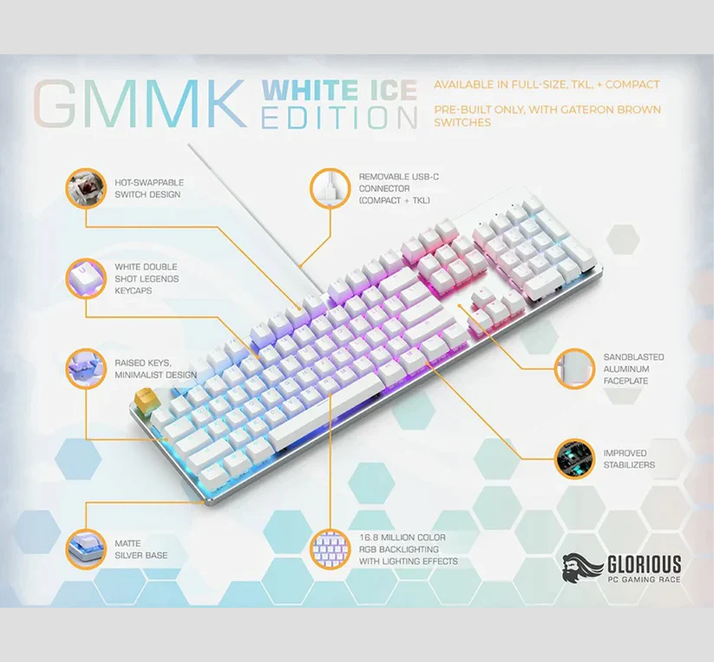 GLORIOUS GMMK WHITE ICE EDITION - FULL SIZE