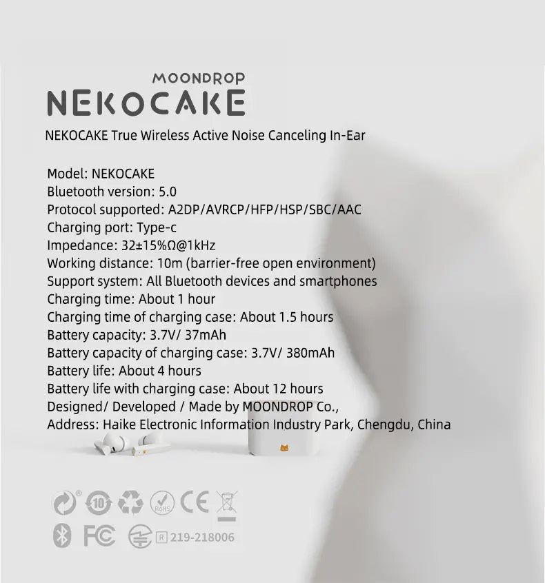 MOONDROP NEKOCAKE TWS ANC True Wireless Earphone