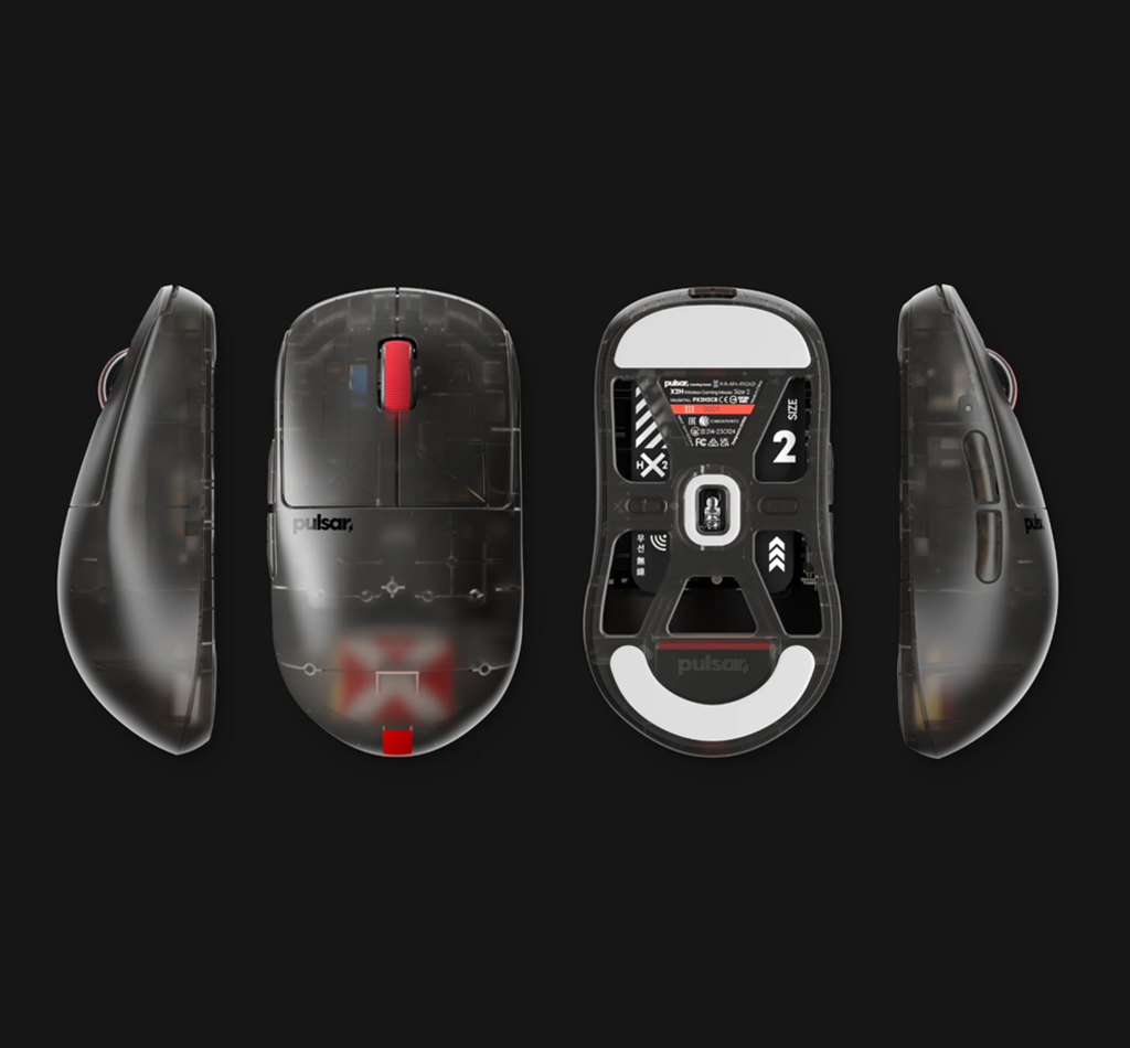 Pulsar X2H Medium Wireless Gaming Mouse [Clear Black Edition]