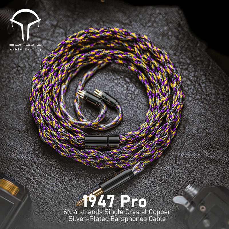 Yongse 1947Pro 6N 4 strands Single Crystal Copper Silver Plated Earphones Cable (4.4MM/2PIN)