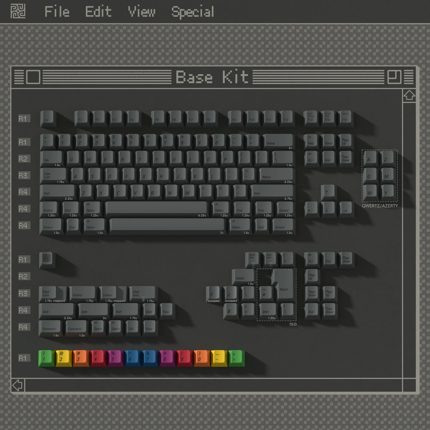 Kbdfans PBTfans 1984 Dark Base Kit Keycaps
