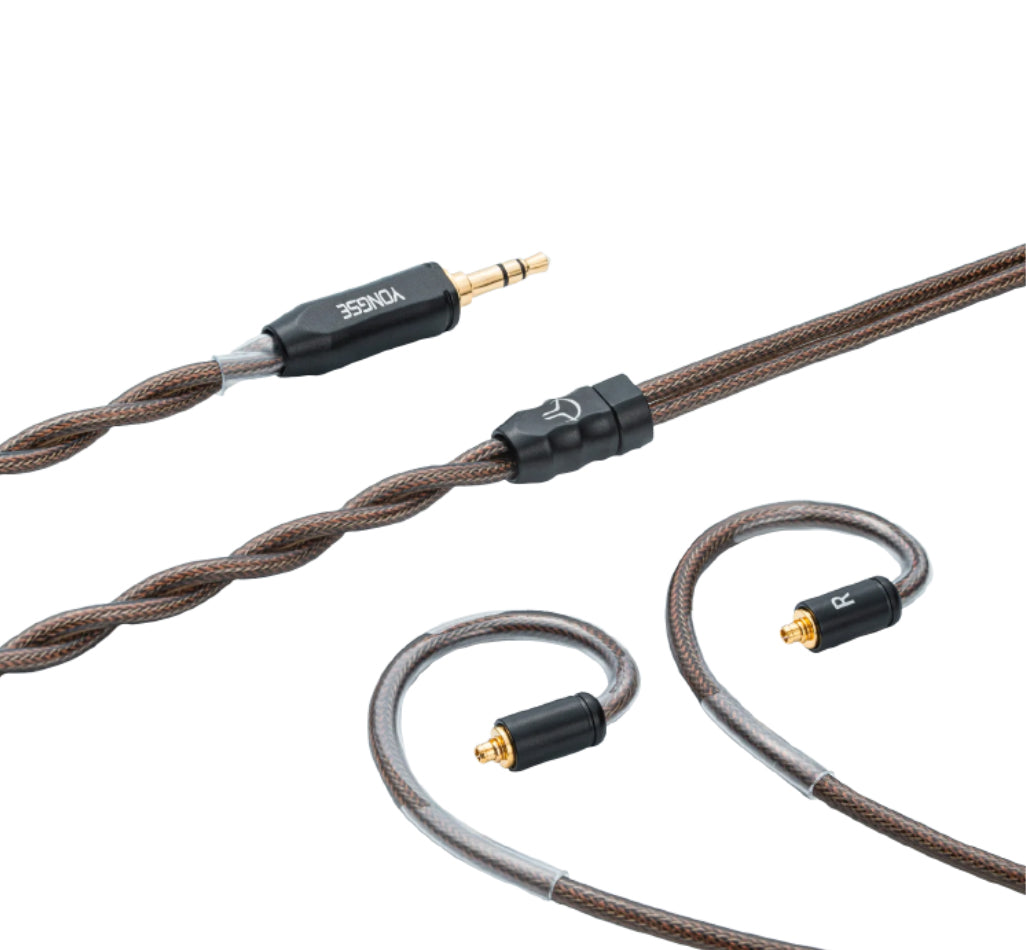 YONGSE SILVER PLATED MONO CRYSTAL COPPER EAROHONE UPGRADE CABLE WITH GRAPHENE SHIELDING (3.5 SHORT/2PIN)