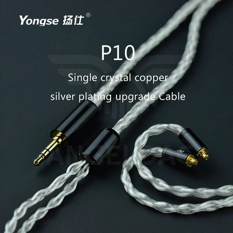 YONGSE P10 8CORES 6N SINGLE CYRSTAL COPPER SILVER PLATED HIFI EARPHONE CABLE 1.2M (3.5MM/0.78)