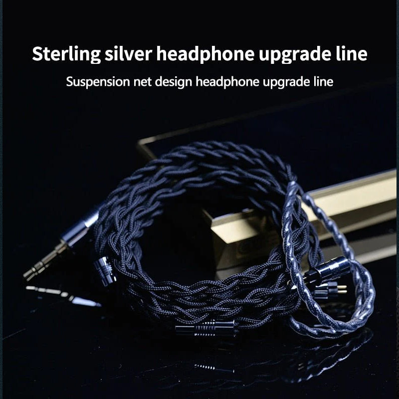 YONGSE BLACK KNIGHT EARPHONE UPGRADE CABLE 4 CORE STERLING SILVER (3.5MM/2PIN)
