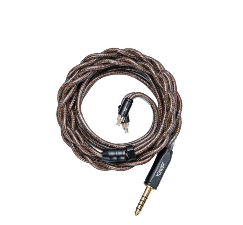 YONGSE SILVER PLATED MONO CRYSTAL COPPER EAROHONE UPGRADE CABLE WITH GRAPHENE SHIELDING (3.5 SHORT/2PIN)