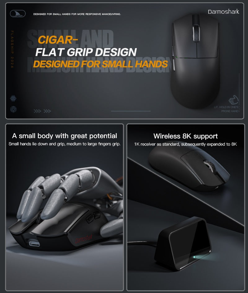 Darmoshark M3 MICRO CIGAR Wireless Gaming Mouse Ultra-Compact Design PAW3395