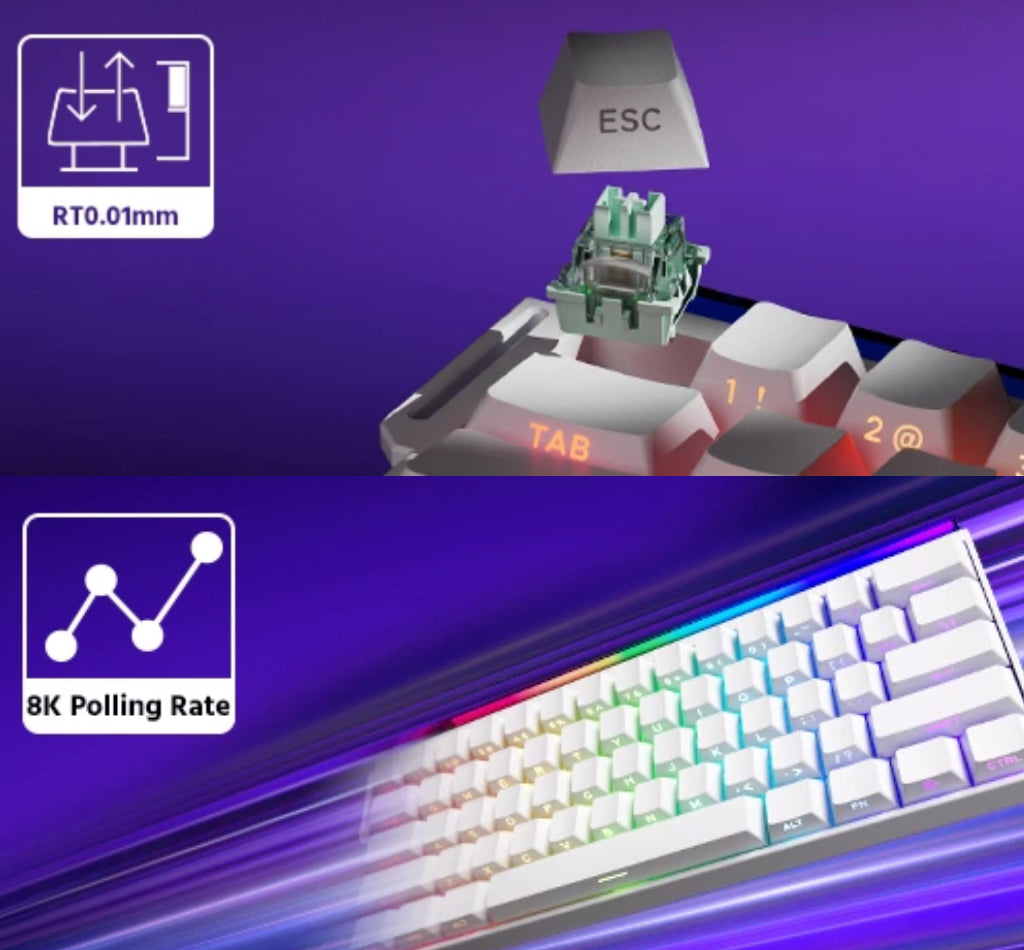 Akko x Veekos Shine60 HE White - Glare Magnetic Switch Keyboard