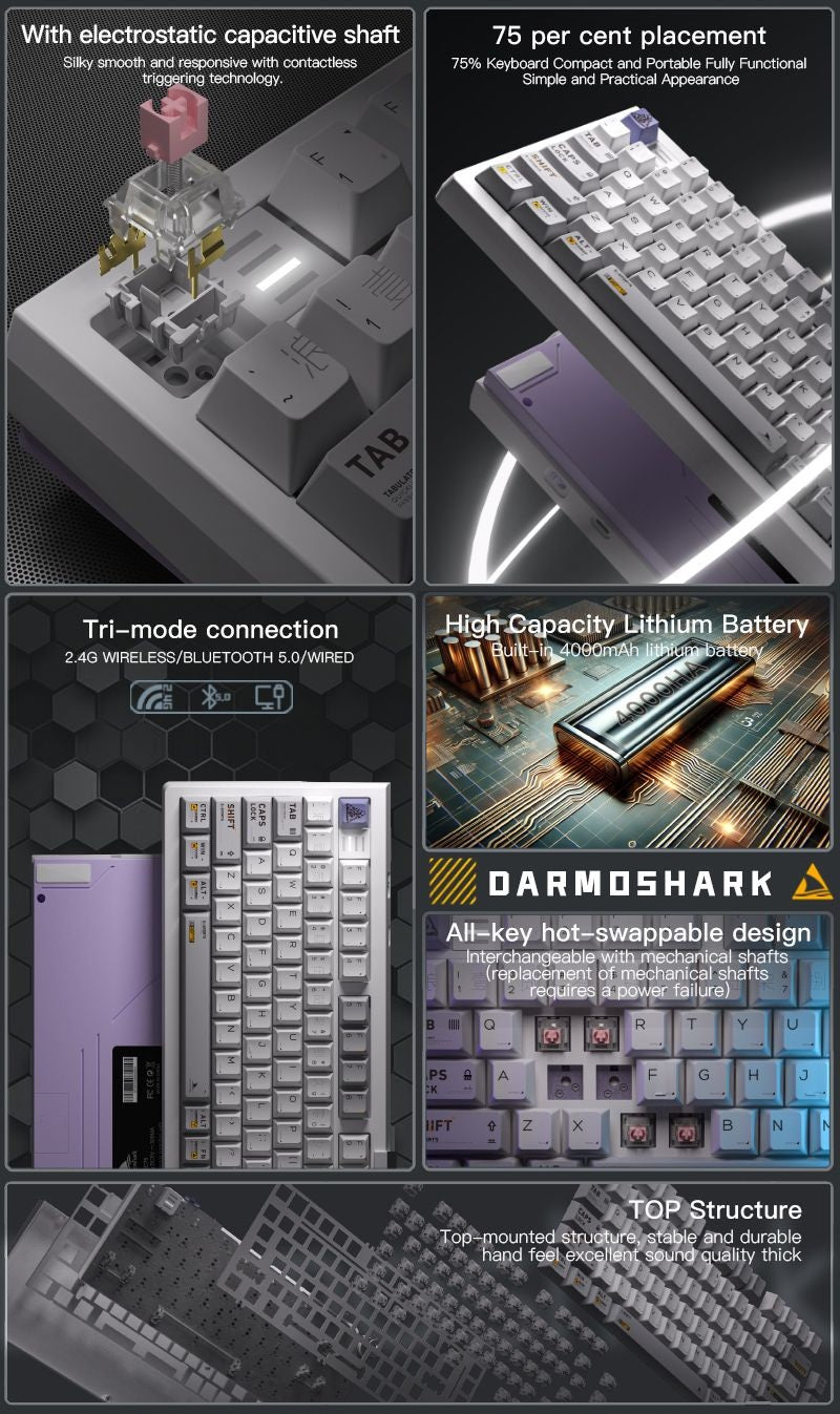 Darmoshark EC75 Tri-Mode Mechanical Keyboard