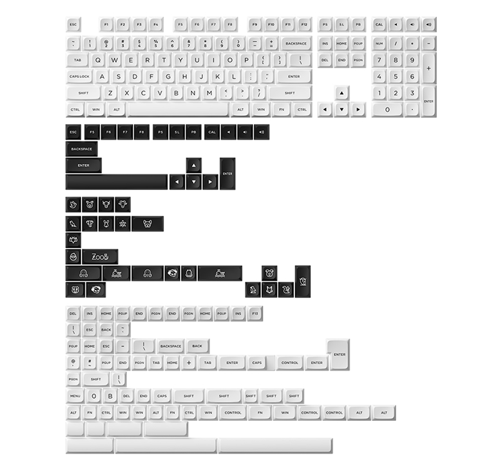 AKKO BOW (Black on White) MDA Keycap Set