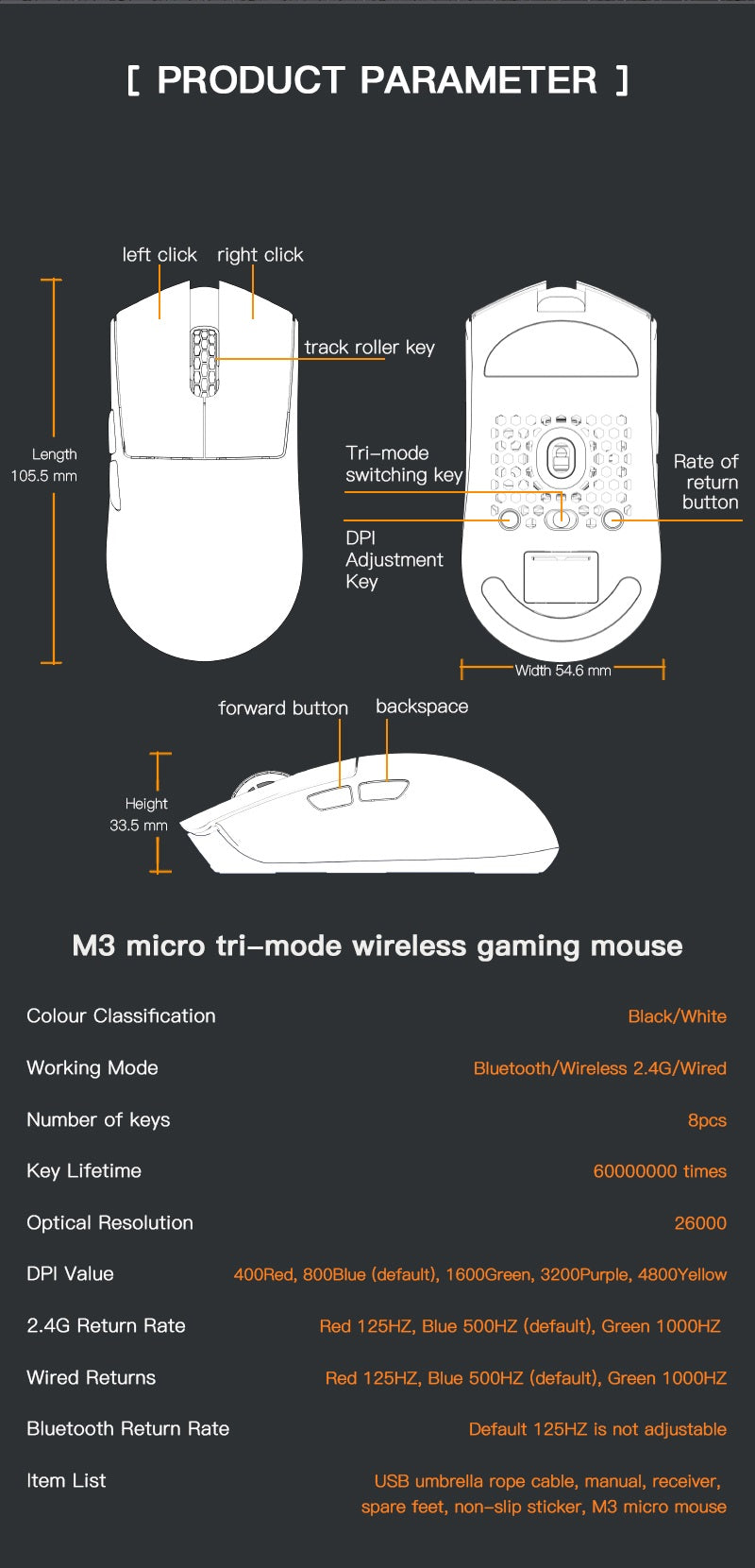 Darmoshark M3 MICRO CIGAR Wireless Gaming Mouse Ultra-Compact Design PAW3395