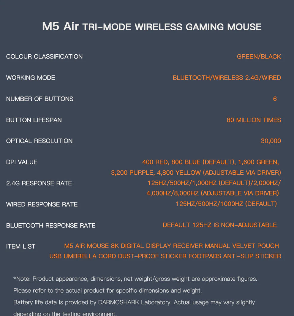 Darmoshark M5 Air Wireless Gaming Mouse