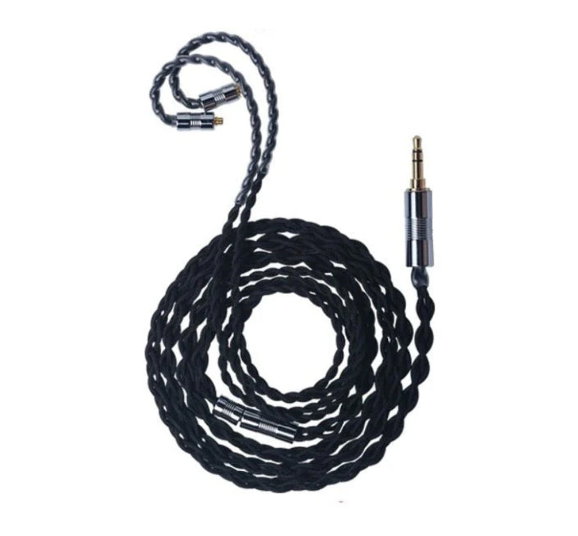 YONGSE BLACK KNIGHT EARPHONE UPGRADE CABLE 4 CORE STERLING SILVER (3.5MM/2PIN)