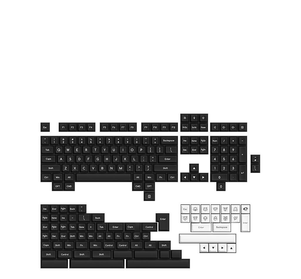 Akko White on Black/Black on White ABS SAL Keycap Set (195-Key)