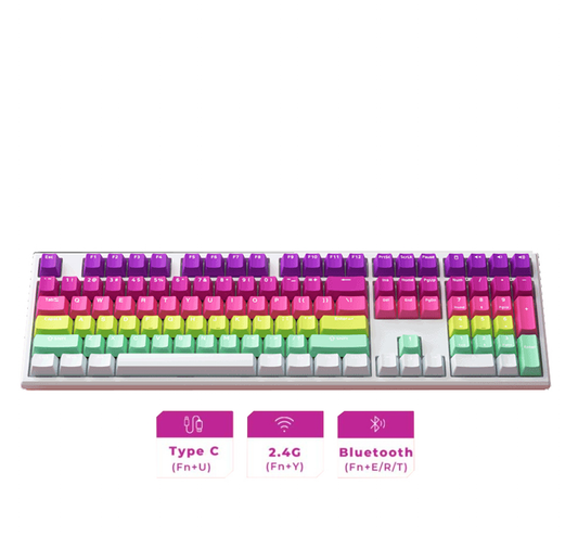 Monsgeek MG108B Rainbow Keycaps (OEM) Multi-Mode Full Keyboard