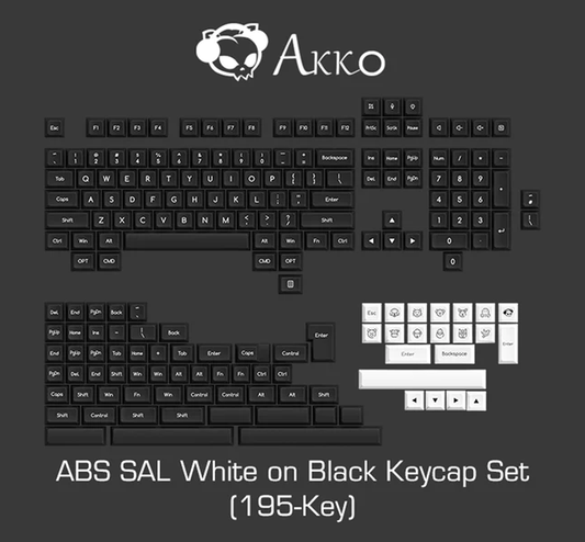 AKKO White on Black/Black on White ABS SAL Keycap Set (195-Key)