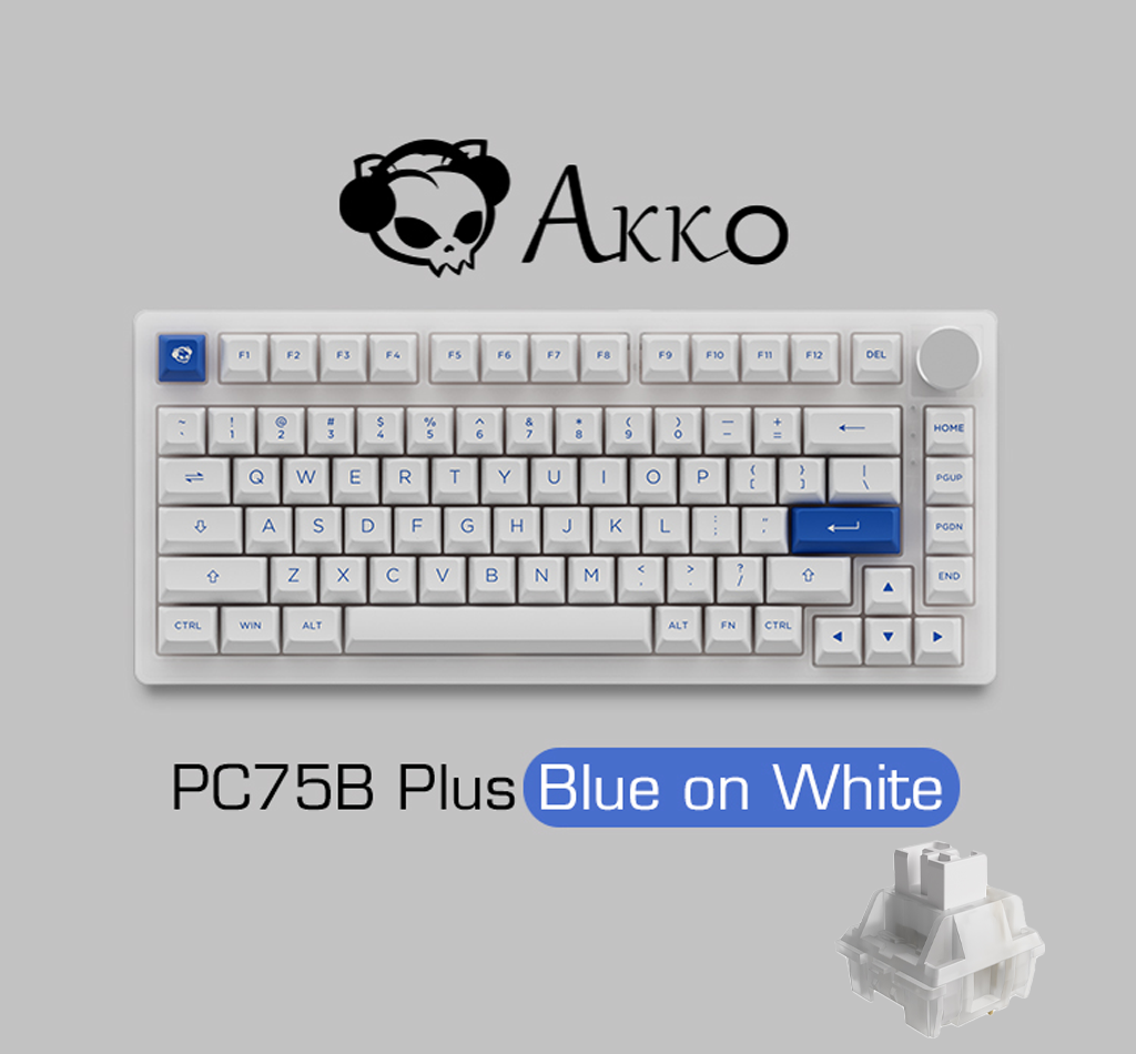 Akko PC75B Plus Blue On White